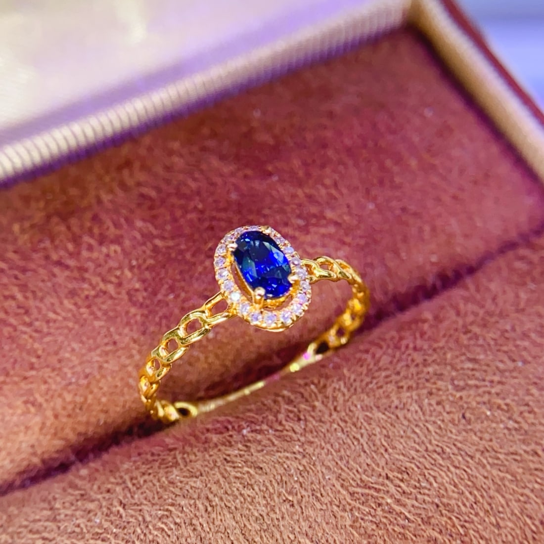 18K gold diamond-set sapphire ring - 2