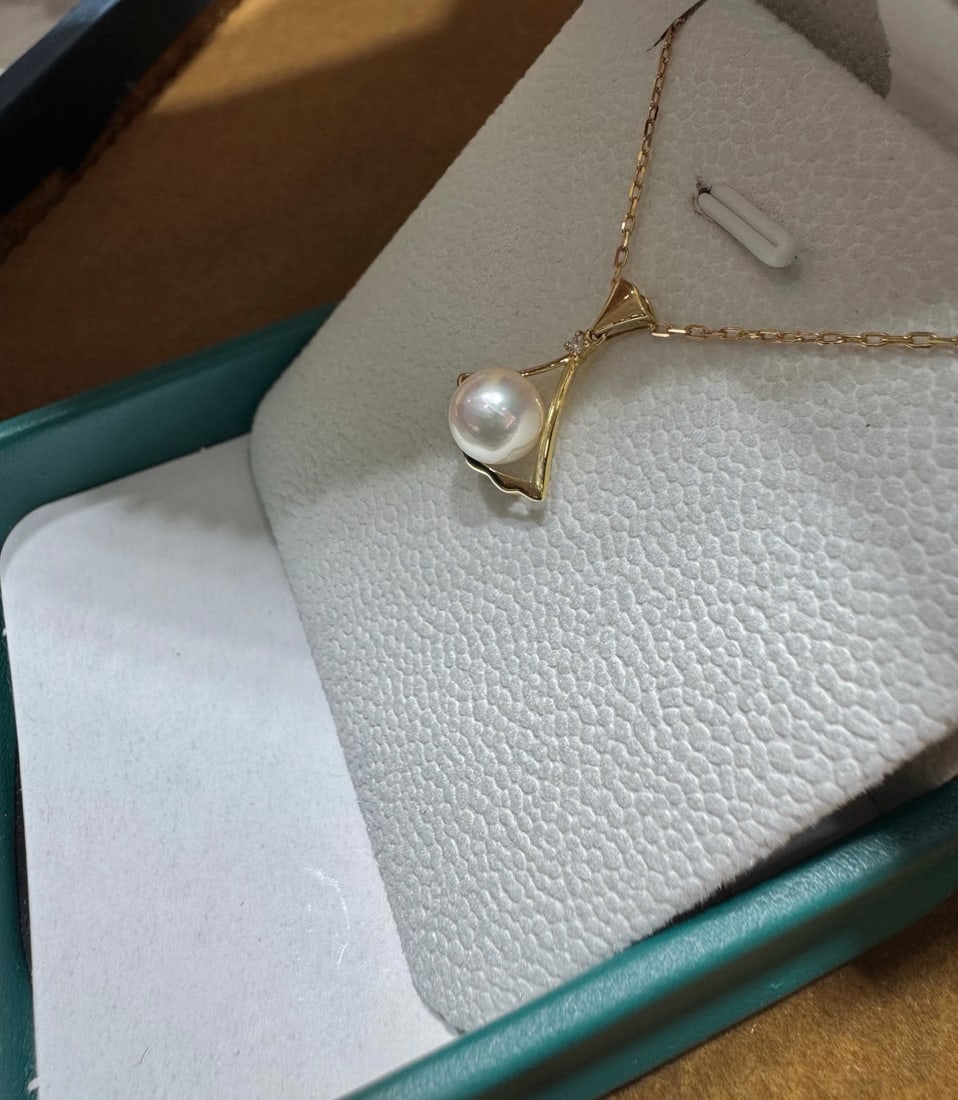 18K Gold Akoya Sea Pearl Pendant - 3