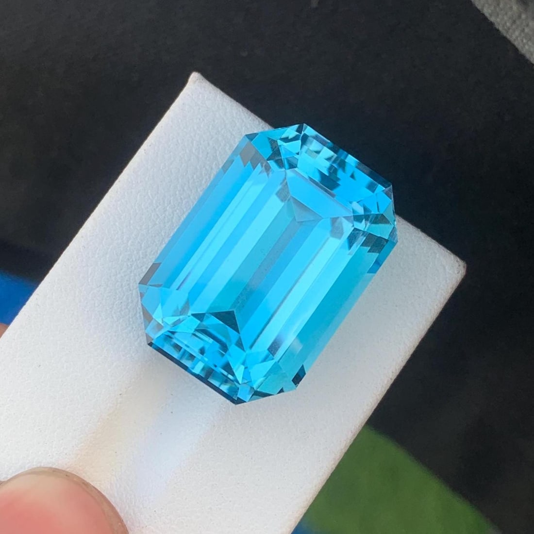 Swiss Blue Topaz Gemstone Necklace Size Emerald Cut From Brazil - 48.495 Ct - 3