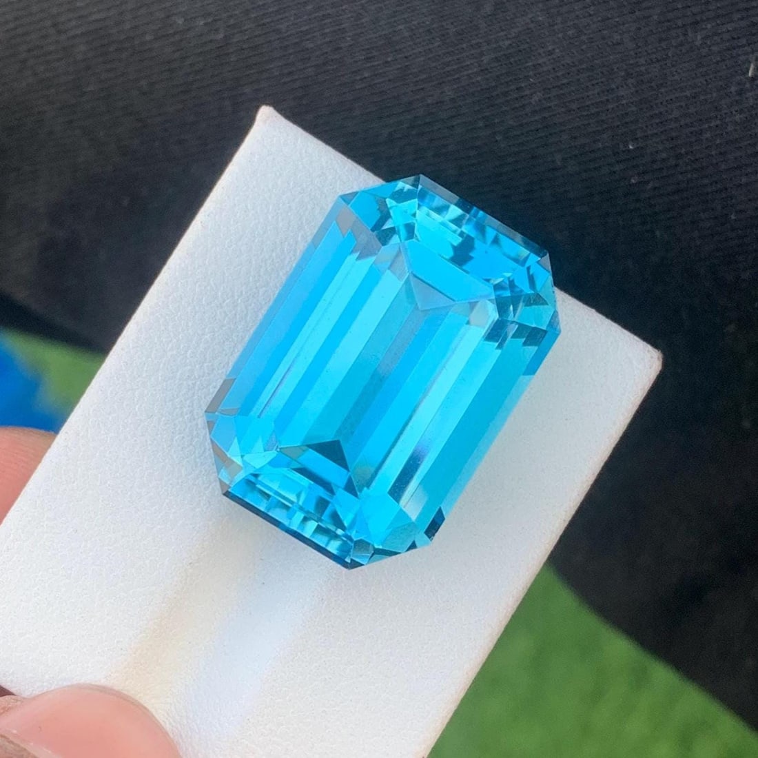 Swiss Blue Topaz Gemstone Necklace Size Emerald Cut From Brazil - 48.495 Ct - 7