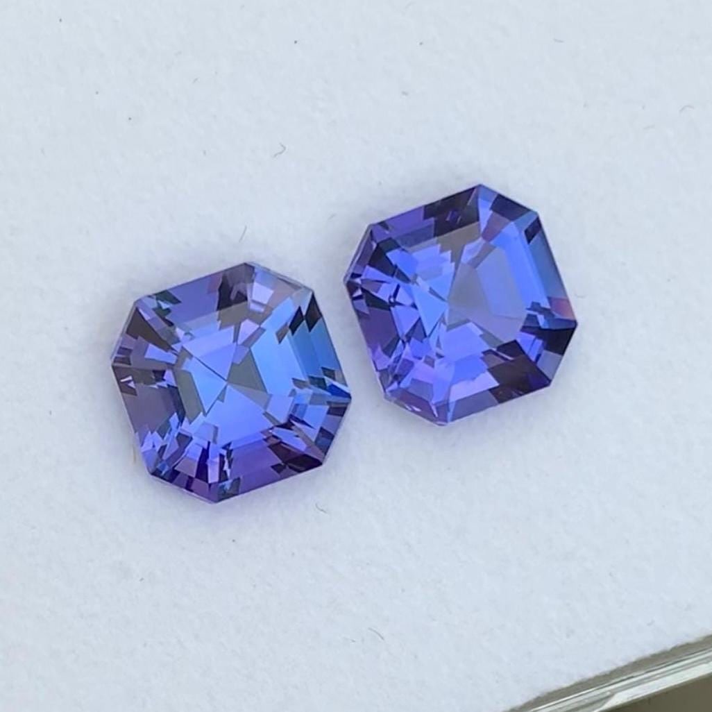 Blue Tanzanite Gemstone Pair, Ashcer Cut , 5.18 CT - 4