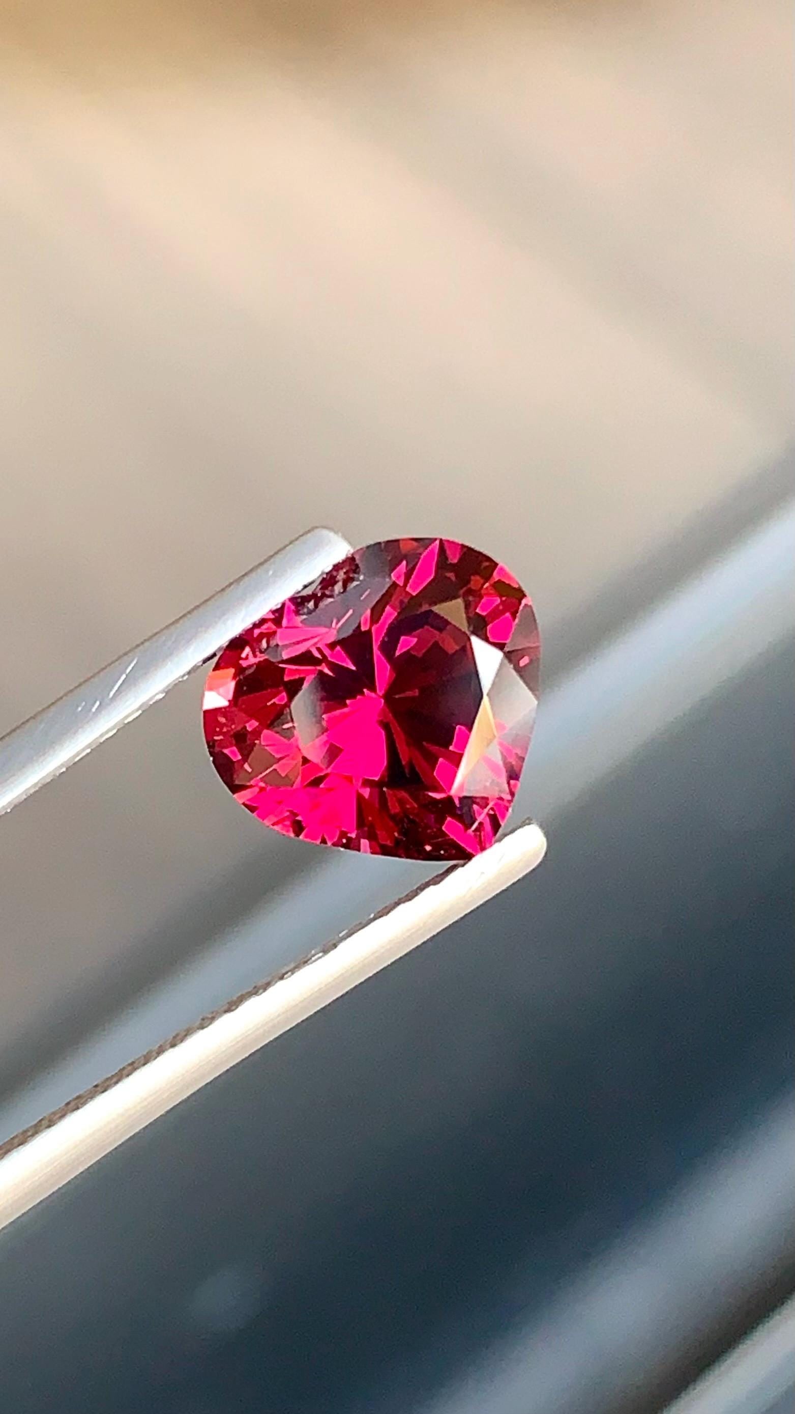 Tanzania Pinkish Red Garnet Gemstone: Heart Cut, 3.365 Carat - 2