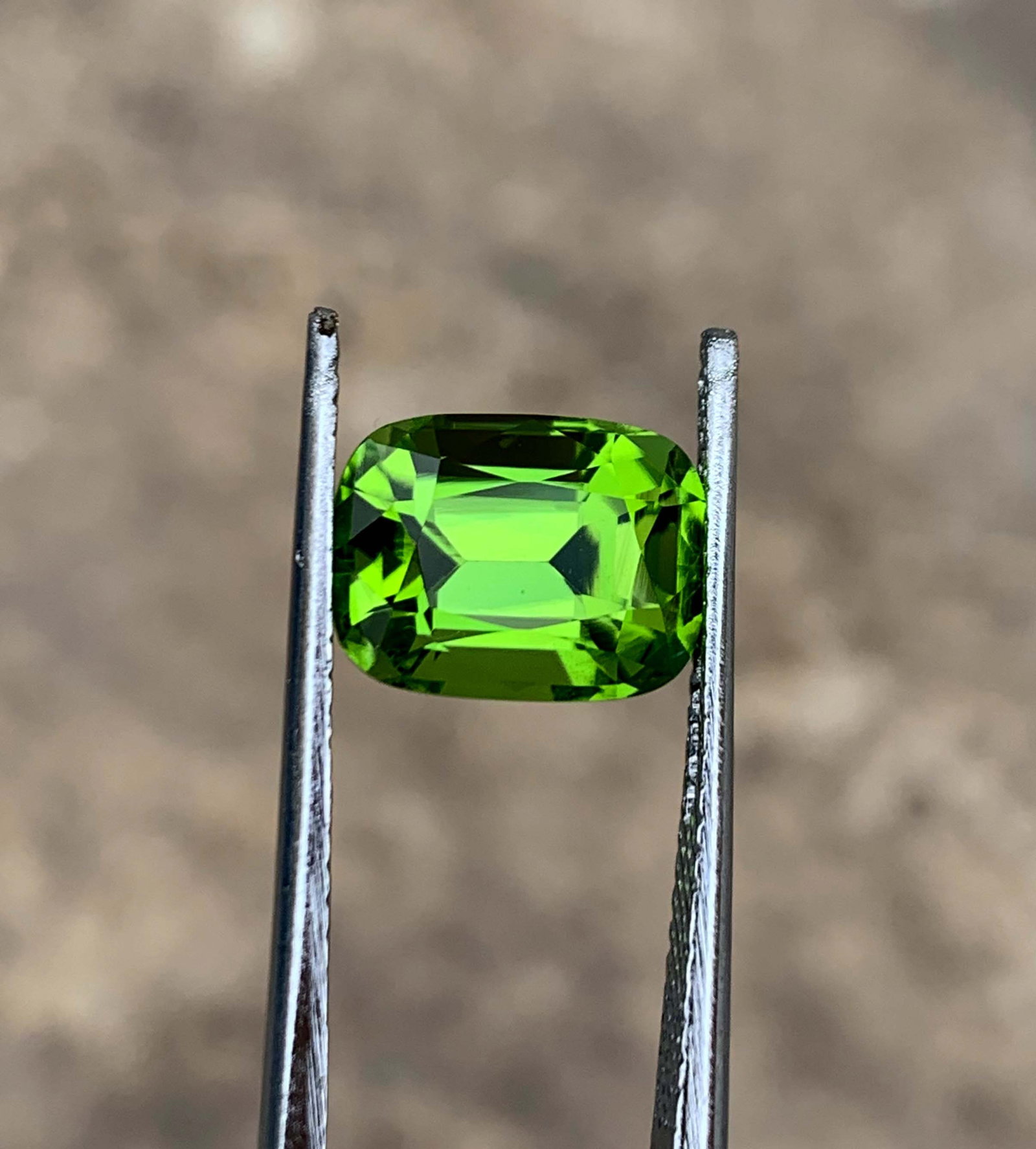 Natural Green Peridot Gemstone: Cushion Cut, August Birthstone, Pakistan Origin (1 of 4)