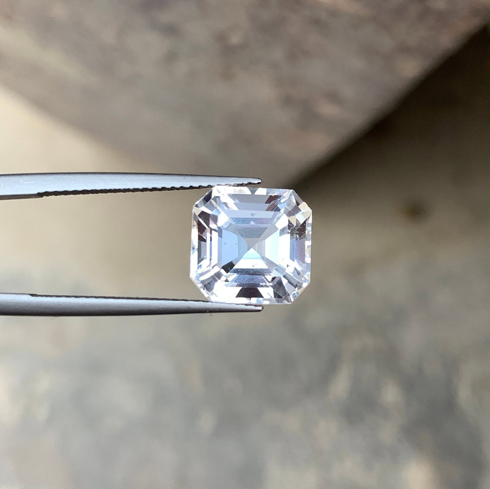 Natural Pollucite Gemstone: 5.60 Carat, Square Cut, Ice White