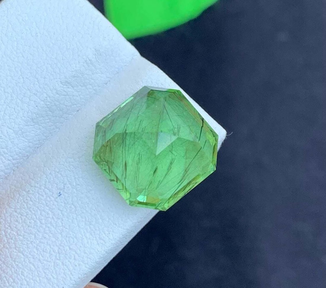 Natural Rutile Peridot Gemstones, Fancy Asscher Cut Peridot Loose Gemstone From Pakistan, August (1 of 4)
