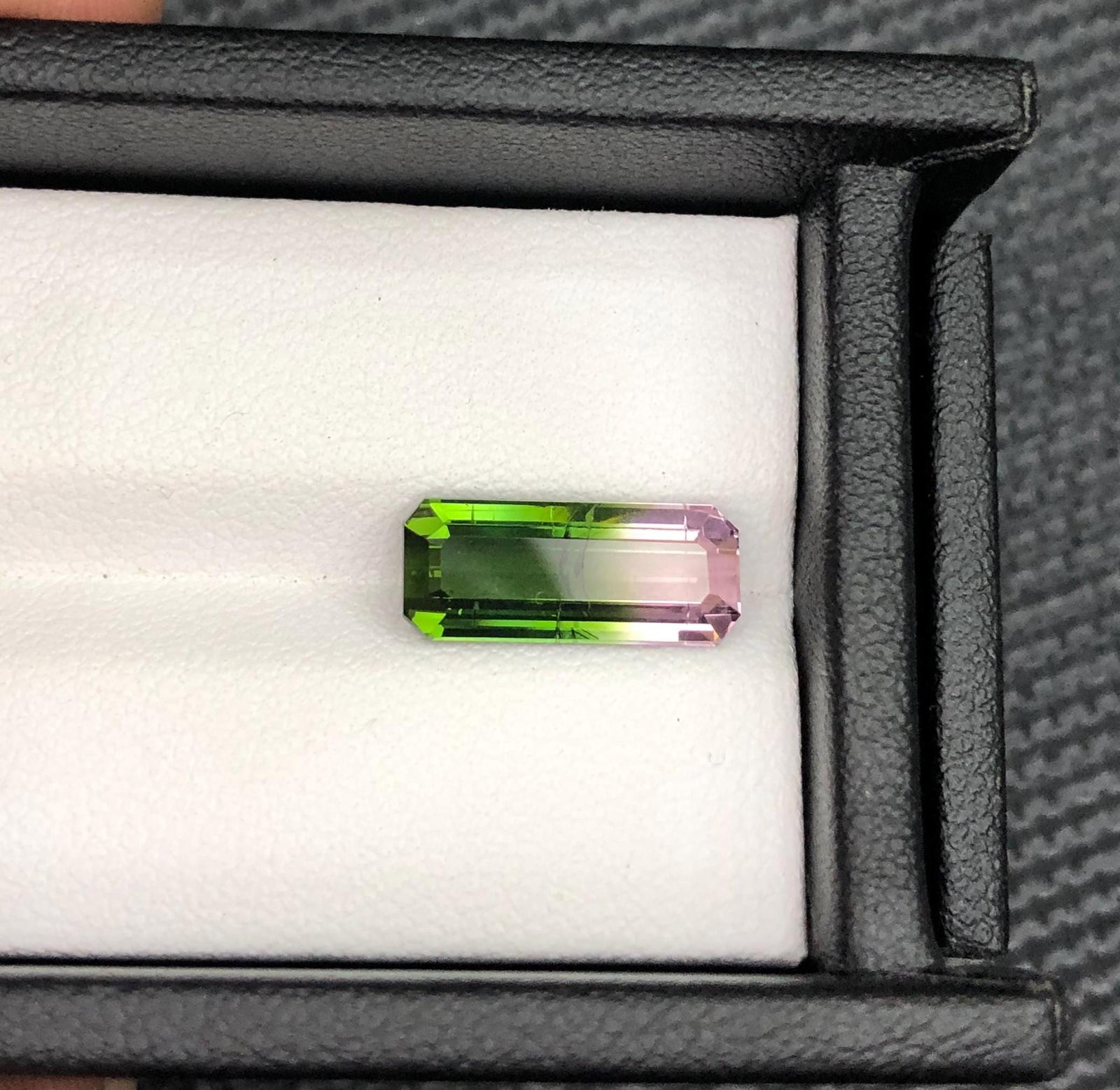 Bicolor Tourmaline Gemstone: Emerald Cut Green & Pink, 3.85 CT (1 of 8)