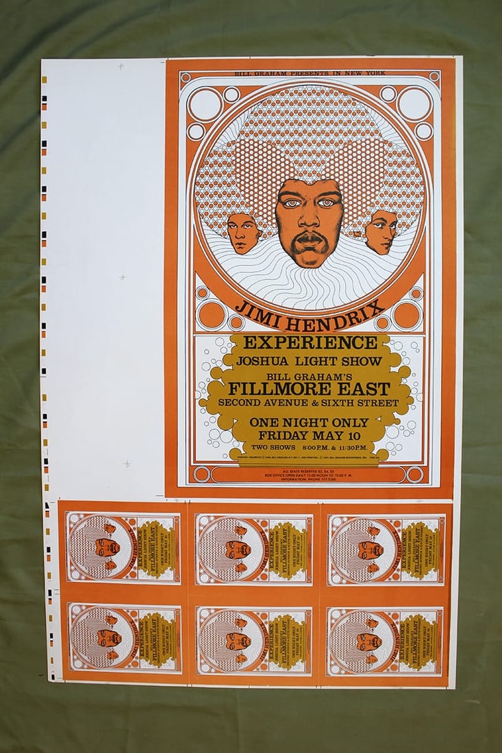 Jimi Hendrix Experience Live At Fillmore East (1968) Full Set Of US Concert Poster Printers Proofs - 4