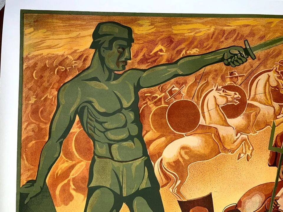 Spartak Aka Spartacus - Art By A. Finogenov (1926) 37.7x52.7 Russian Theater Poster LB - 3