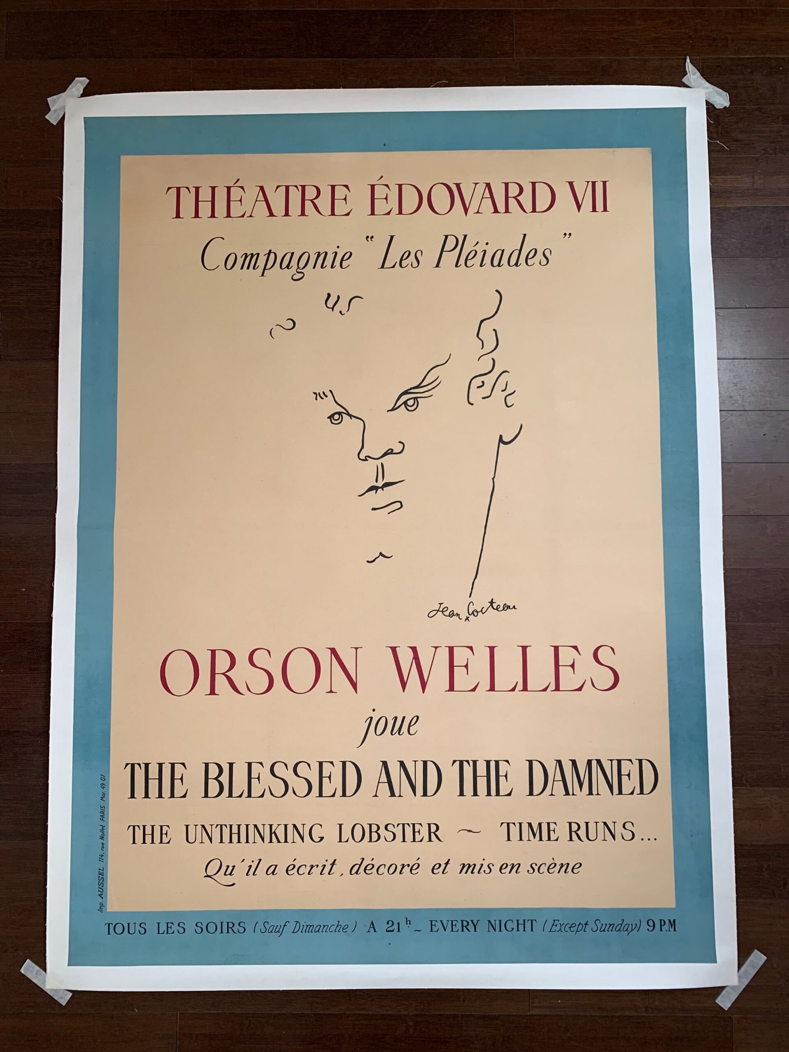 The Blessed and The Damned - Art by Cocteau (1950) 46x62.2 French Theater Poster LB - 2