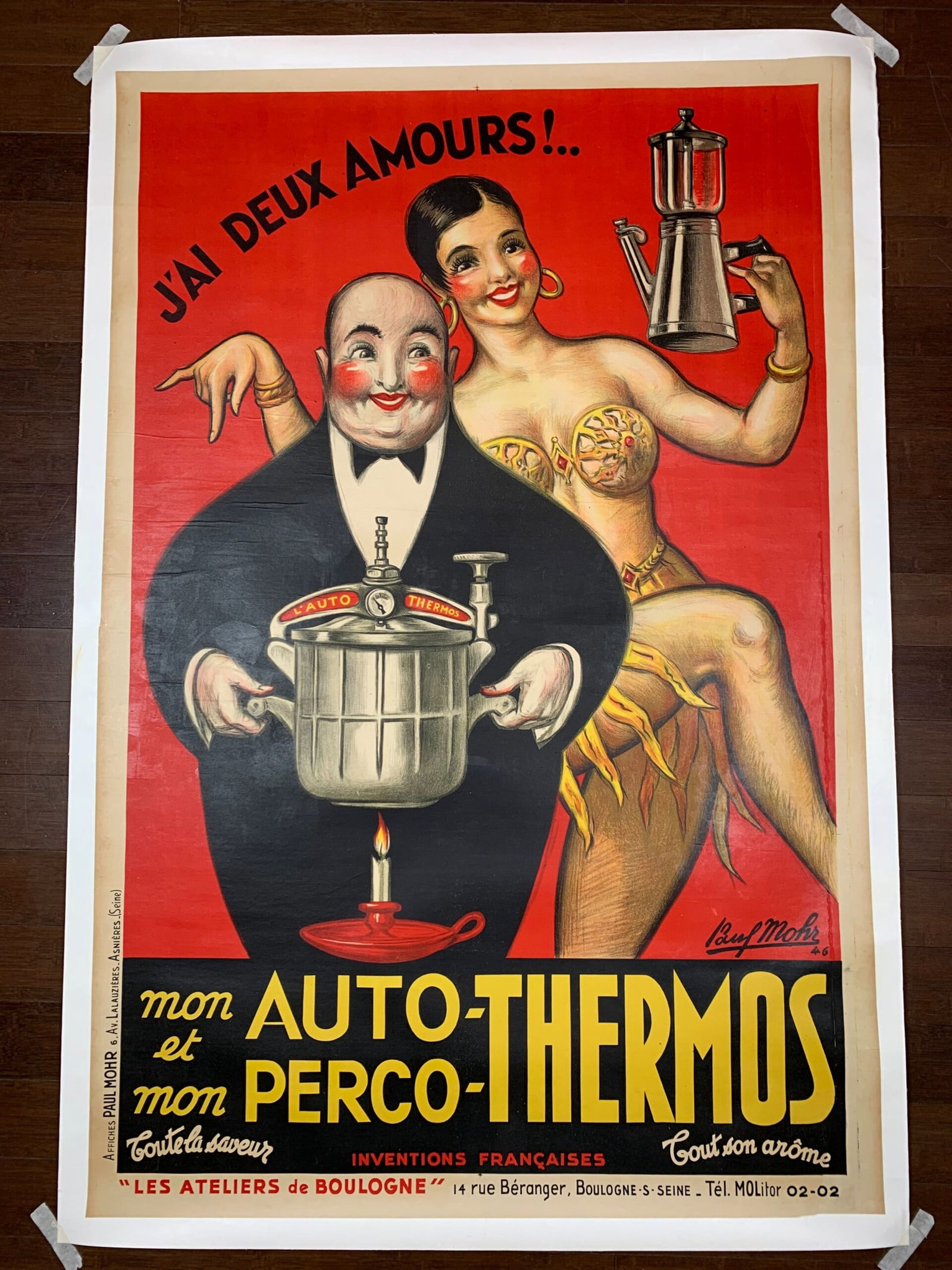 Auto Thermos - Art Mohr (1946) 39.25x59 French Advertising Poster LB: Title: Auto Thermos - Art Mohr (1946) 39.25x59 French Advertising Poster LB Description: Auto Thermos - Art Mohr (1946) 39.25x59 French Advertising Poster LB\n\nPlease refer to the attached photos to