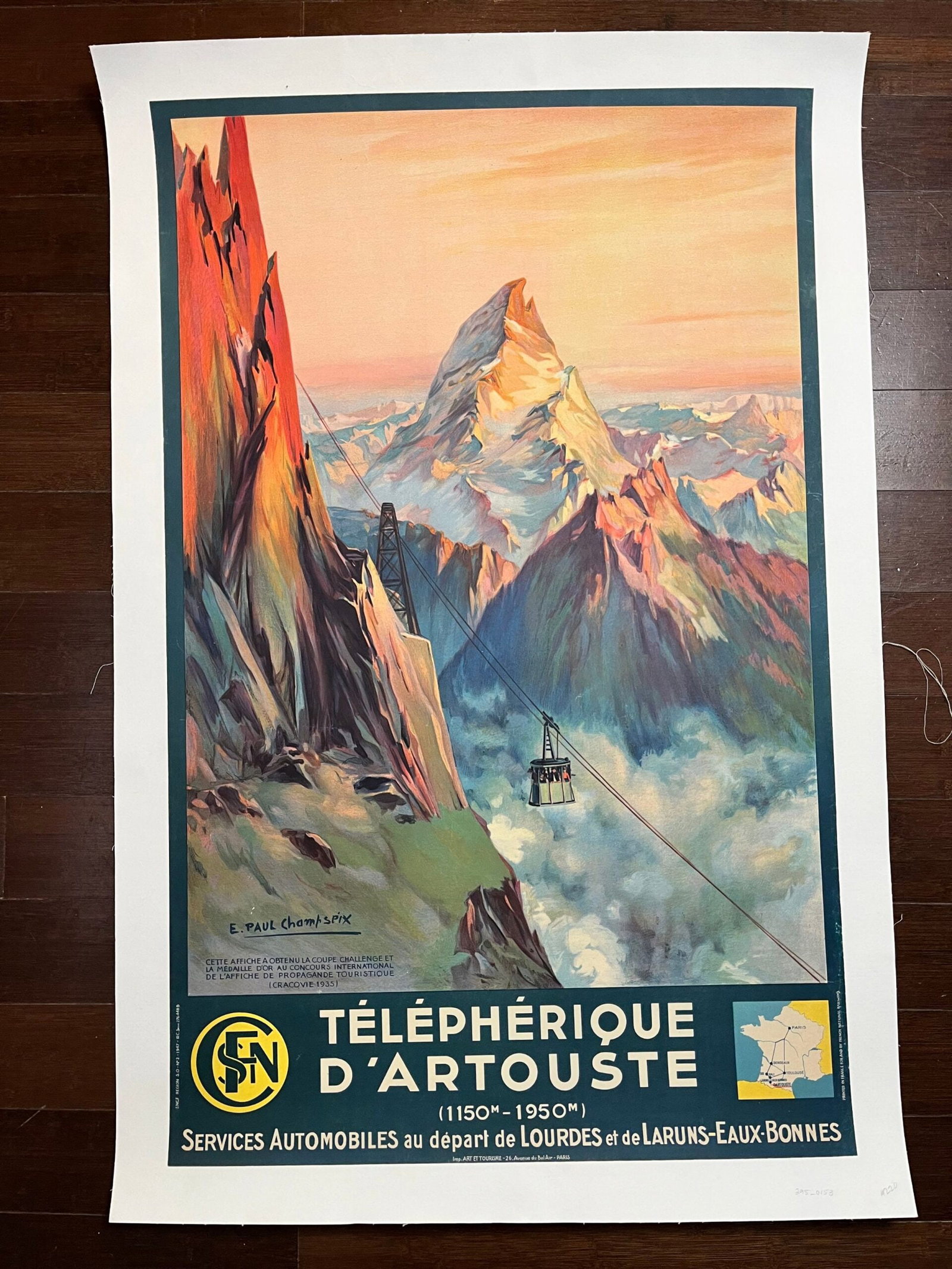 Téléphérique D'Artouste (1937) Art By E. Paul Champseix French Travel Poster LB (1 of 6)