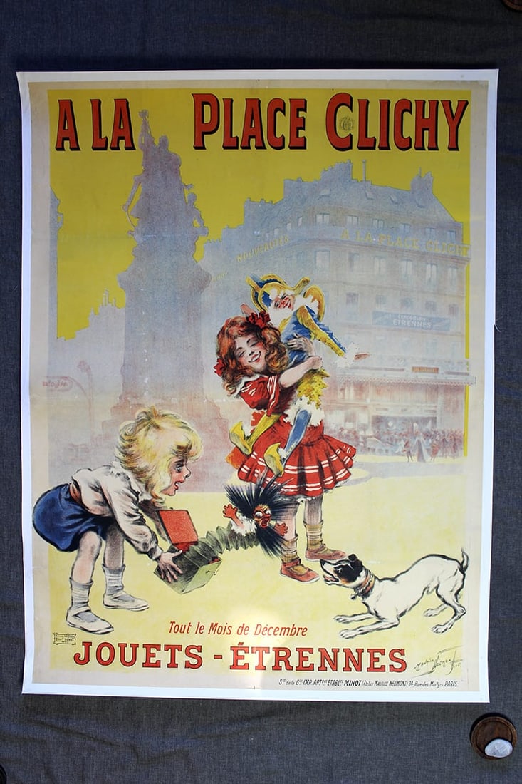 A La Place Clichy - Art By Maurice Neumon (1905) 37x49 French Advertising Poster LB (1 of 1)