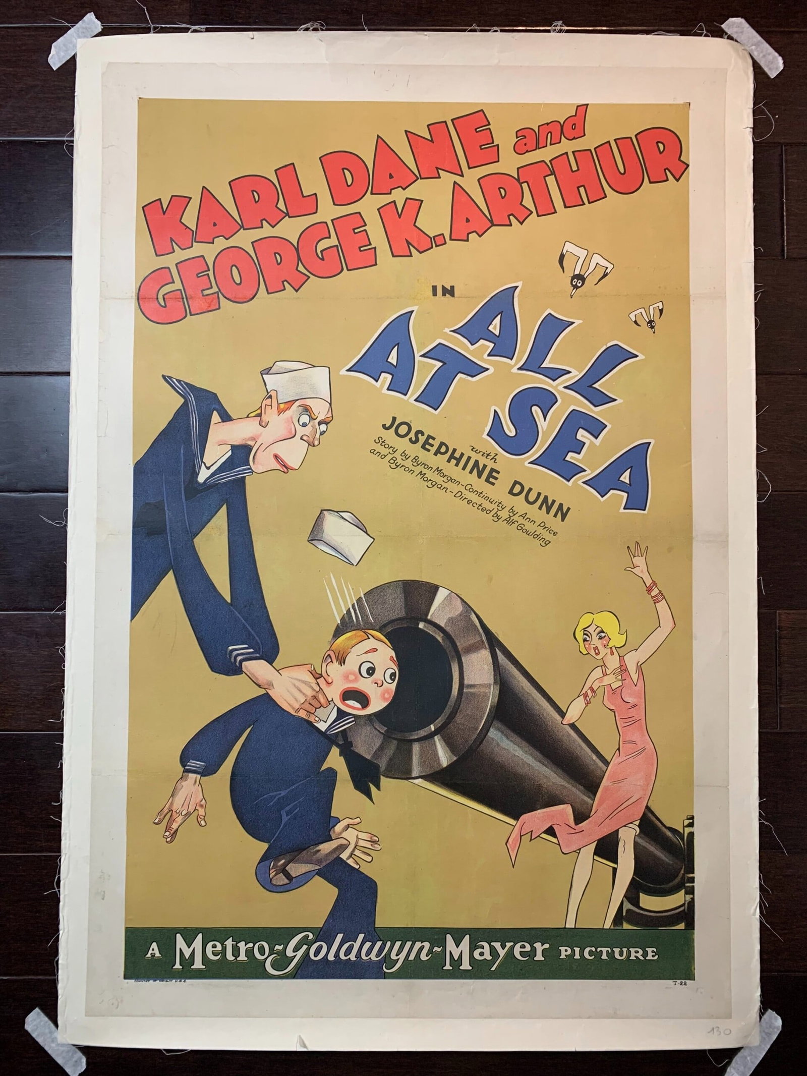 All At Sea - Karl Dane (1929) US One Sheet Silent Movie Poster LB: Title: All At Sea - Karl Dane (1929) US One Sheet Silent Movie Poster LB Description: All At Sea - Karl Dane (1929) US One Sheet Silent Movie Poster LB\n\nPlease refer to the attached photos to determ