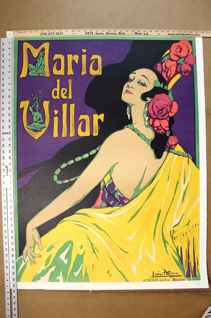 Maria Del Villar - Art By Leon Astruc (1925) 40.9x30.7 French Theater Poster LB (1 of 1)