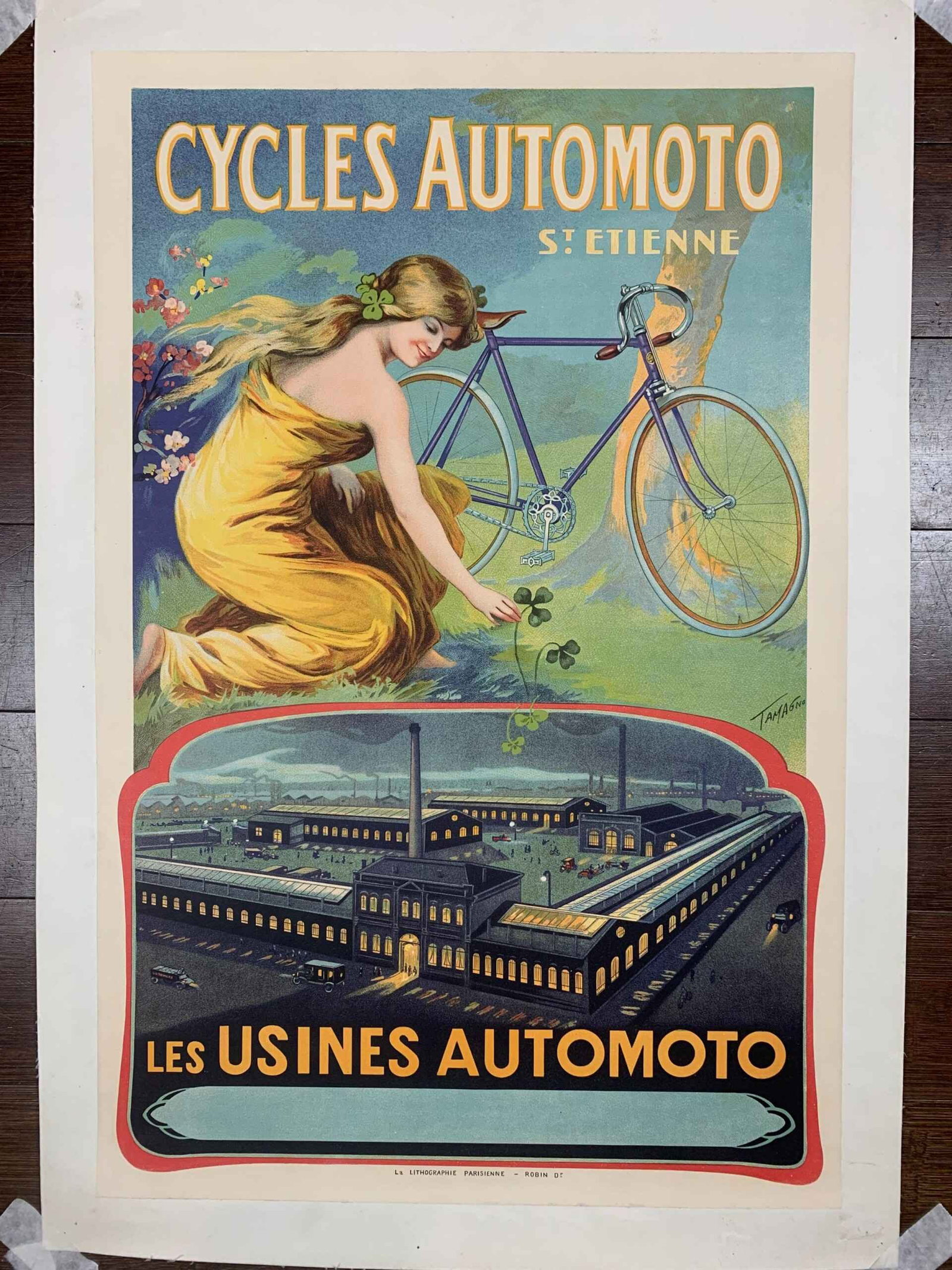 Cycles Automoto - Art Francisco Tamagno (1900) 15x22.75 French Lithograph LB (1 of 6)