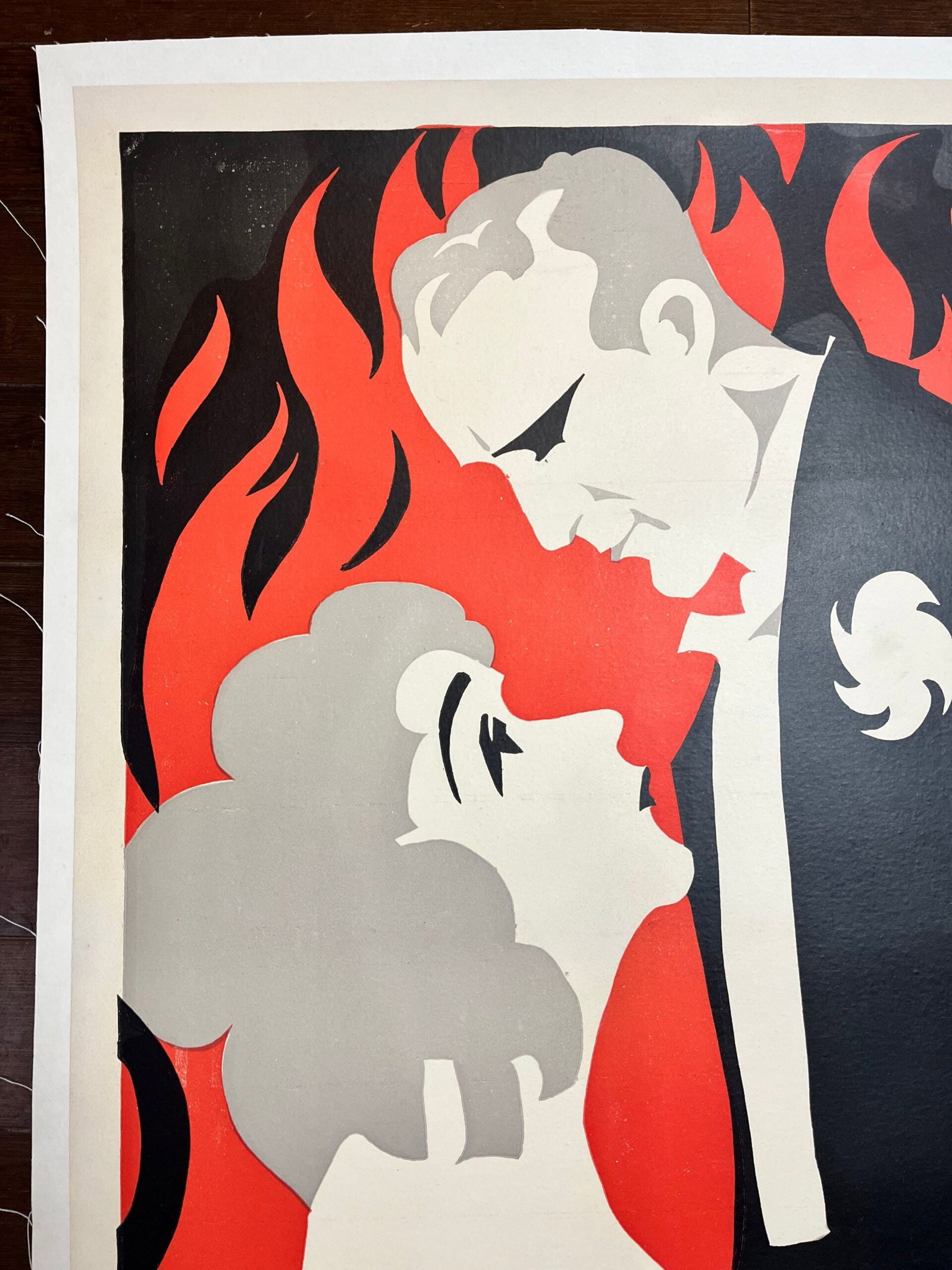 Eldprovet - Hearts Asleep (1919) 25.5x35.75 Swedish Art Deco Linocut Movie Poster LB - 5