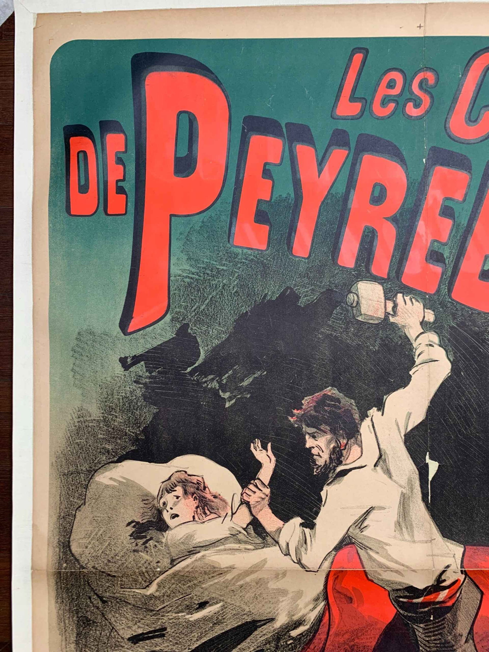 Les Crimes De Peyrebeille Rare Cheret Art (1885) 34x49 French Lithograph Poster LB - 2