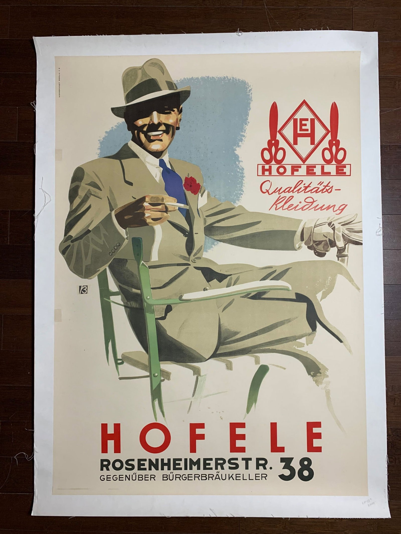 Hofele Clothing - Art by B (1930's) 33x47.5 German Advertising Poster LB (1 of 6)