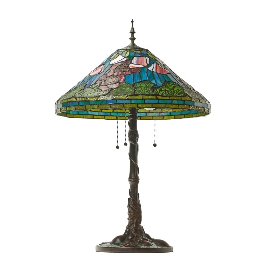 29.5"H Tiffany-Style Stained Glass Poppies Table Lamp (1 of 1)