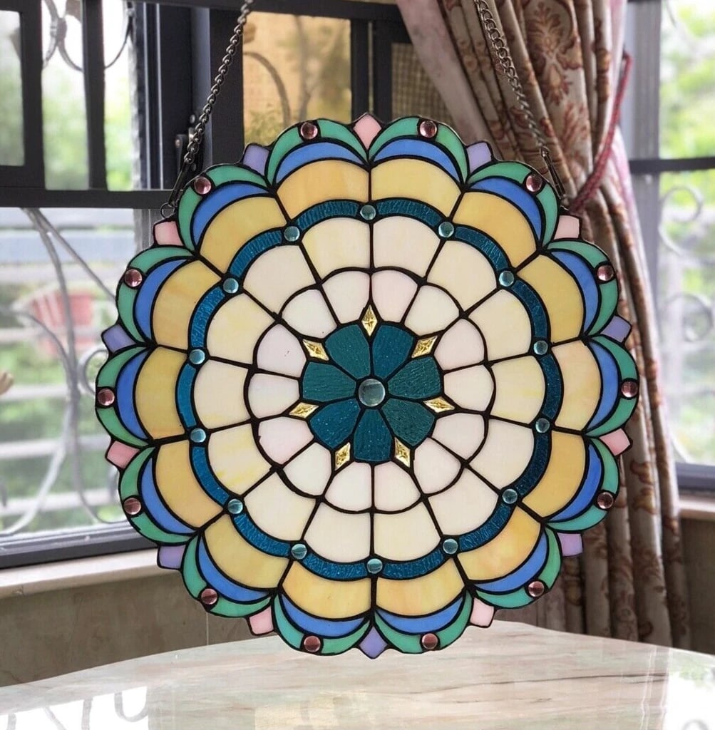 18" Stained Glass Window Hanging Panel - 4