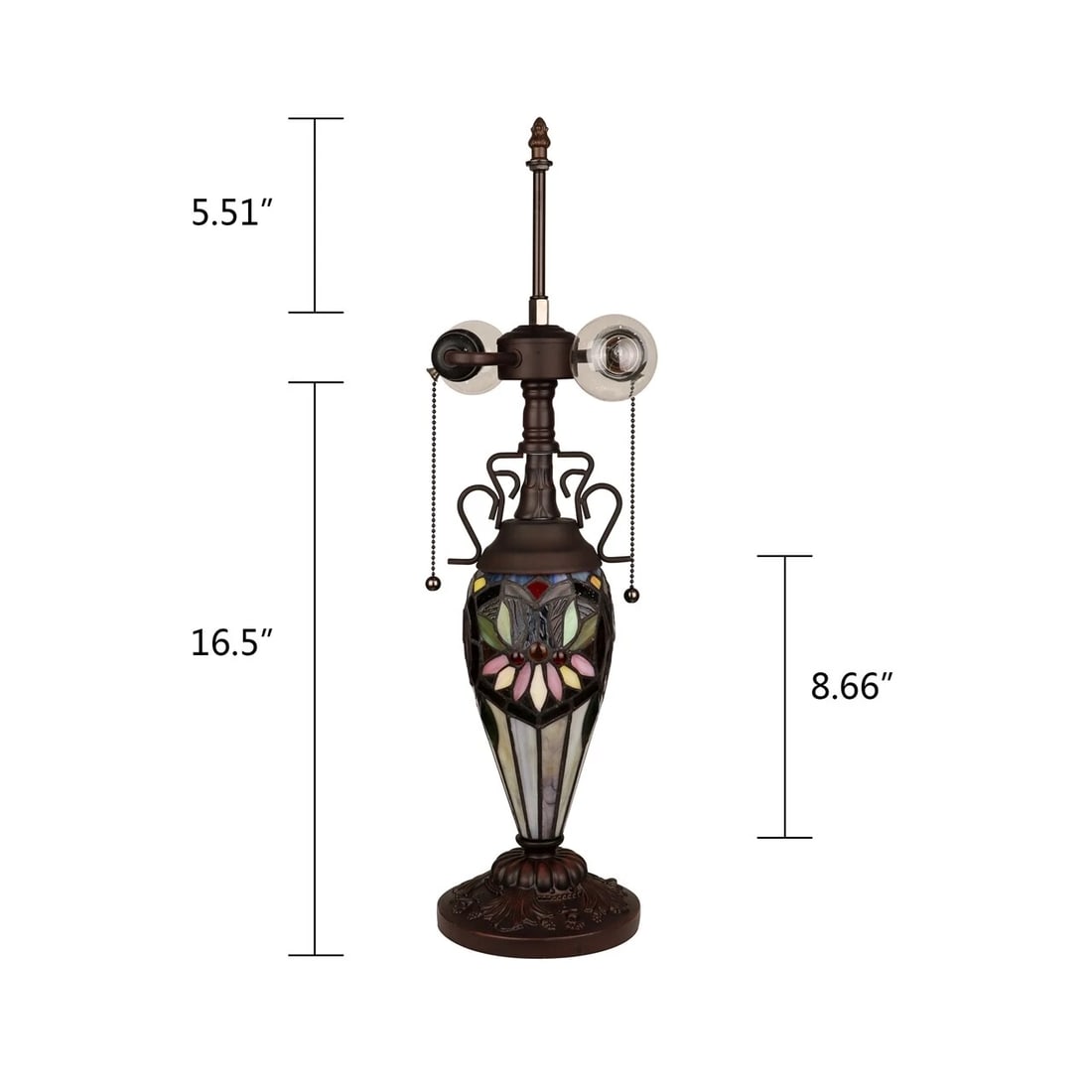 24" Stained Glass Lighted Base Table Lamp - 8