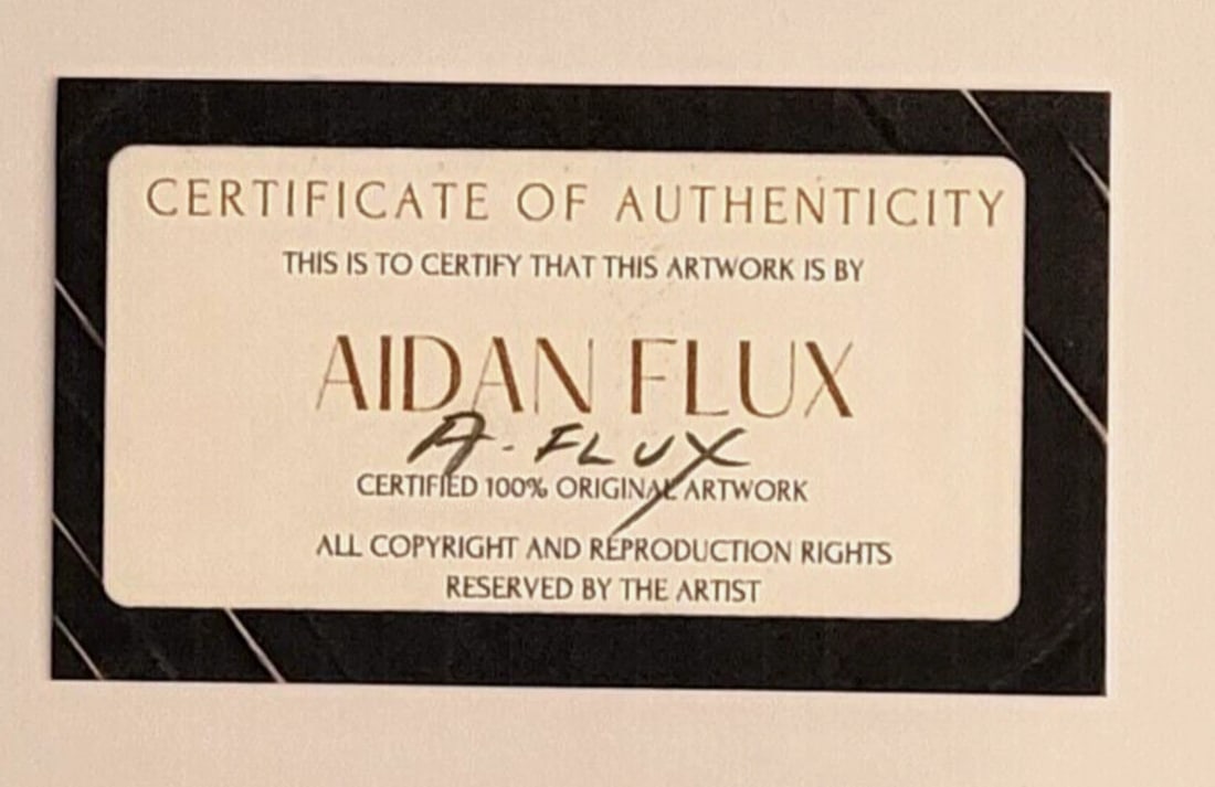 AIDAN FLUX | Hand Signed Authentic Print Framed SNOOPY IS A WINE SOMMELIER COA - 2