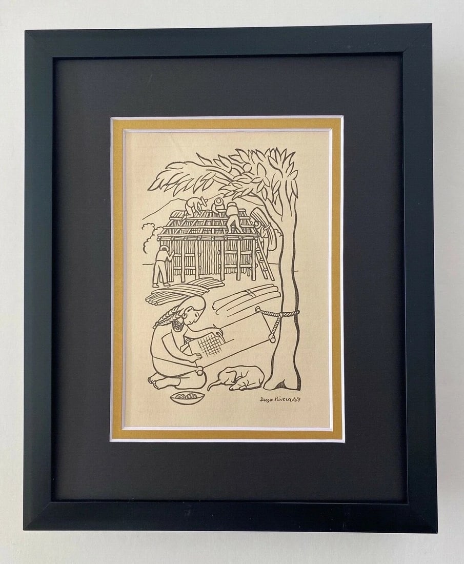 DIEGO RIVERA ORIGINAL 1938 SIGNED ON THE PLATE GRAVURE TO BE FRAMED AT 8X10 + (1 of 3)