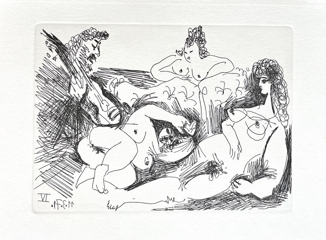 Picasso Gravure Apollinaire Les onze mille verges 3: Title: Picasso Gravure Apollinaire Les onze mille verges 3 Description: Title: Les onze mille verges 3 Artist: Pablo Picasso Country: Spain Medium: Gravure Marks: Not signed, numbered Paper: Grand Vel