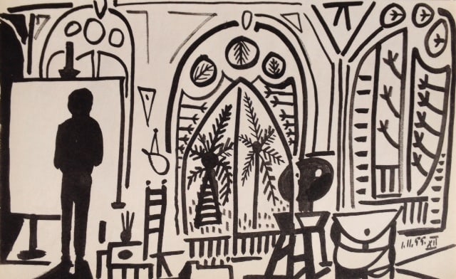 Picasso Sketchbook Carnet de la Californie Print #12 dated 1/11/1955: Title: Picasso Sketchbook Carnet de la Californie Print #12 dated 1/11/1955 Description: TTitle: Untitled No 12 dated 1/11/1955 Artist: Pablo Picasso Country: Spain Medium: Offset print Marks: