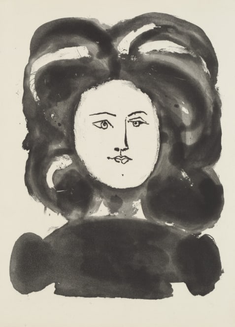 1985 Picasso Heliogravure 6 Head of a woman with ornamental hairstyle: Title: 1985 Picasso Heliogravure 6 Head of a woman with ornamental hairstyle Description: Artist: Pablo PicassoCountry: SpainMedium: Heliogravure 6Marks: Not signed, not numberedPaper Size: 15 x 11