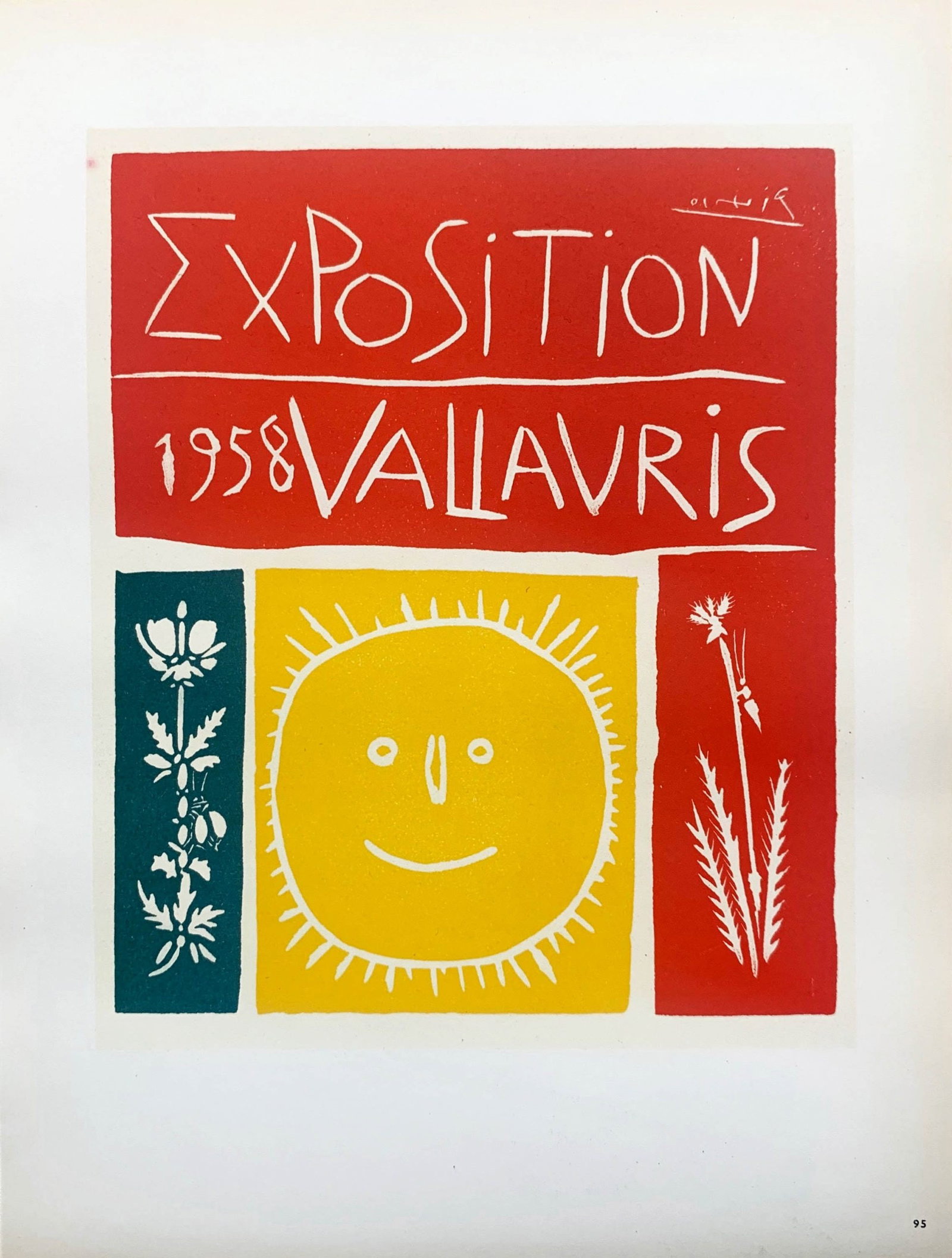Picasso Lithograph 95 Expo Vallauris 1958 Art in posters: Title: Picasso Lithograph 95 Expo Vallauris 1958 Art in posters Description: Title: Expo Vallaris 1958 Artist: Pablo Picasso Country: Spain Medium: Lithograph - 95 Paper size: 12.50 X 9.50 inch Printe