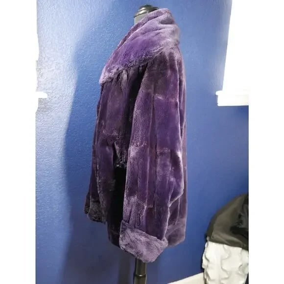 Stunning Purple Sheared Beaver Fur Coat Jacket - 2
