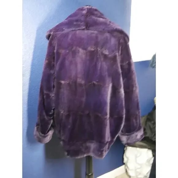 Stunning Purple Sheared Beaver Fur Coat Jacket - 3