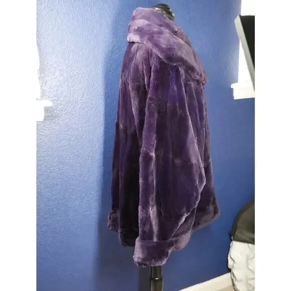 Stunning Purple Sheared Beaver Fur Coat Jacket - 4