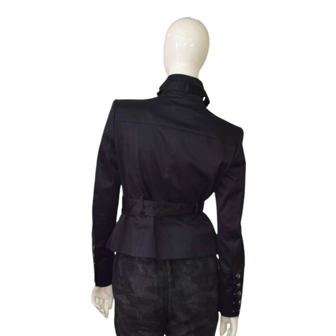 Burberry Women's Blue Double Breasted Short Military Style Belted Jacket US 8 - 2