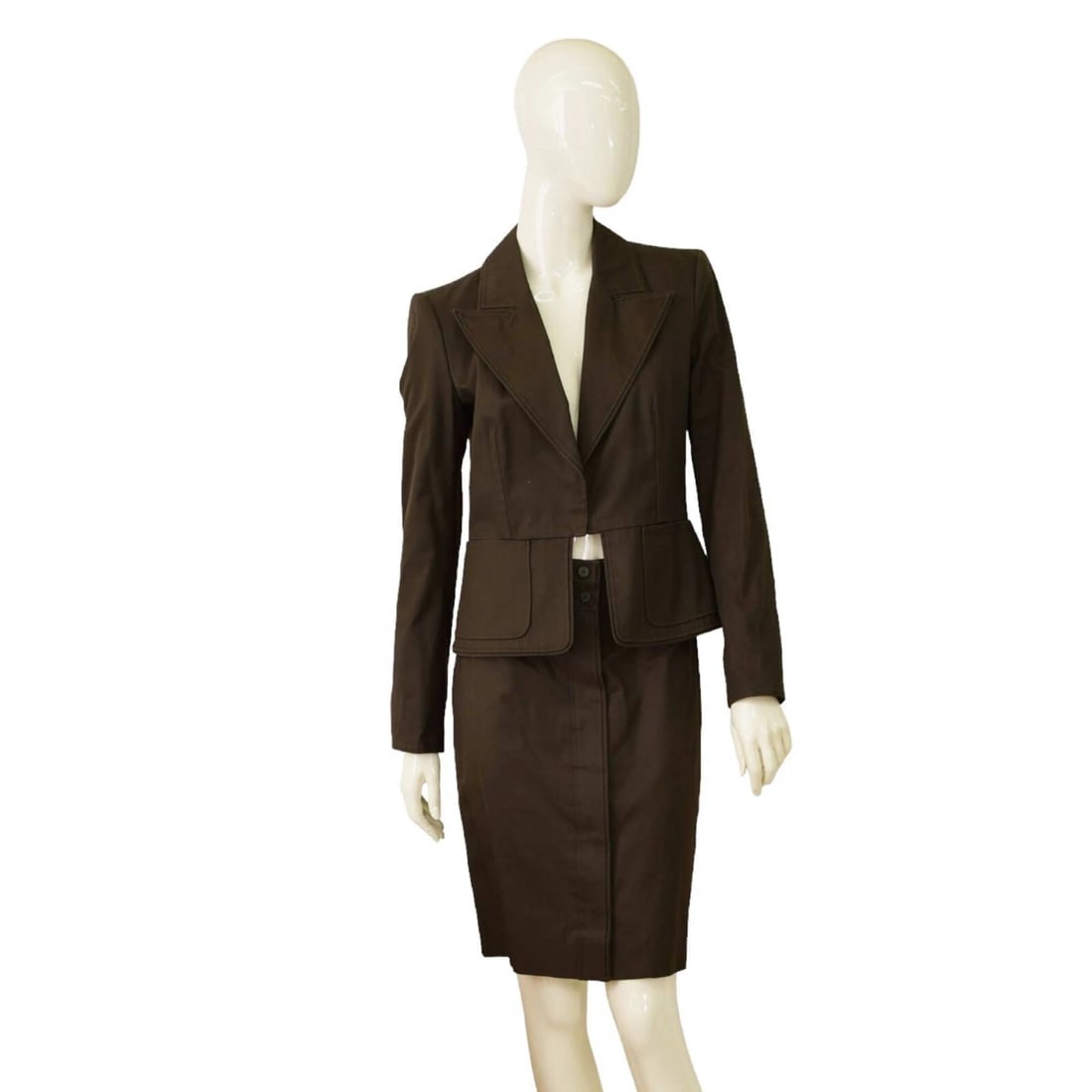 Yves Saint Laurent Vintage Brown Jacket Knee Pencil Skirt Set Suit Size Fr 40: Title:Yves Saint Laurent Vintage Brown Jacket Knee Pencil Skirt Set Suit Size Fr 40 Description:Vintage Blumarine Wool Cream Belted Jacket & Skirt silk & linen set sz 40 Yves Saint Laurent Vintage Bro