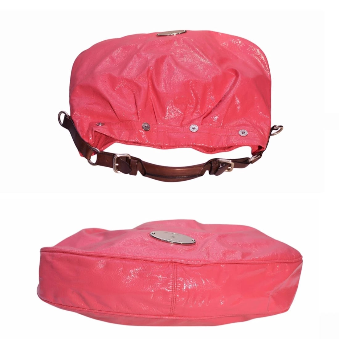 Mulberry Mitzy Pink Crackled Patent Leather Hobo studded Shoulder Bag Handbag - 3