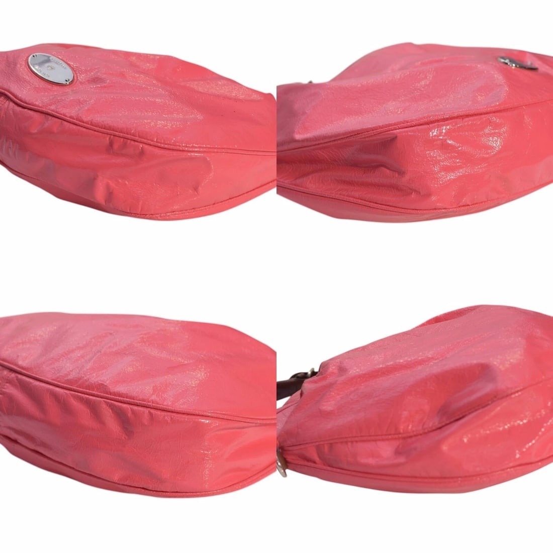 Mulberry Mitzy Pink Crackled Patent Leather Hobo studded Shoulder Bag Handbag - 4