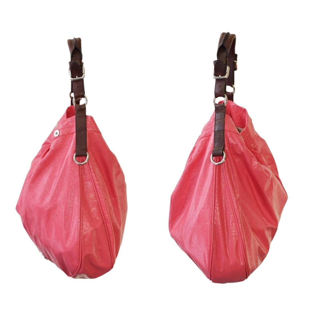 Mulberry Mitzy Pink Crackled Patent Leather Hobo studded Shoulder Bag Handbag - 5