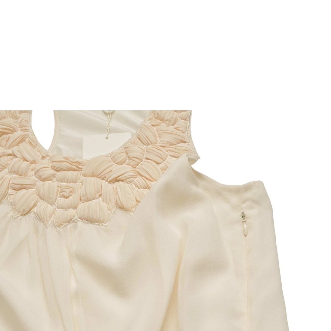 Tibi Cream Draped bib Racer back Sleeveless 100% Silk Tunic Top - Size 4 - 5