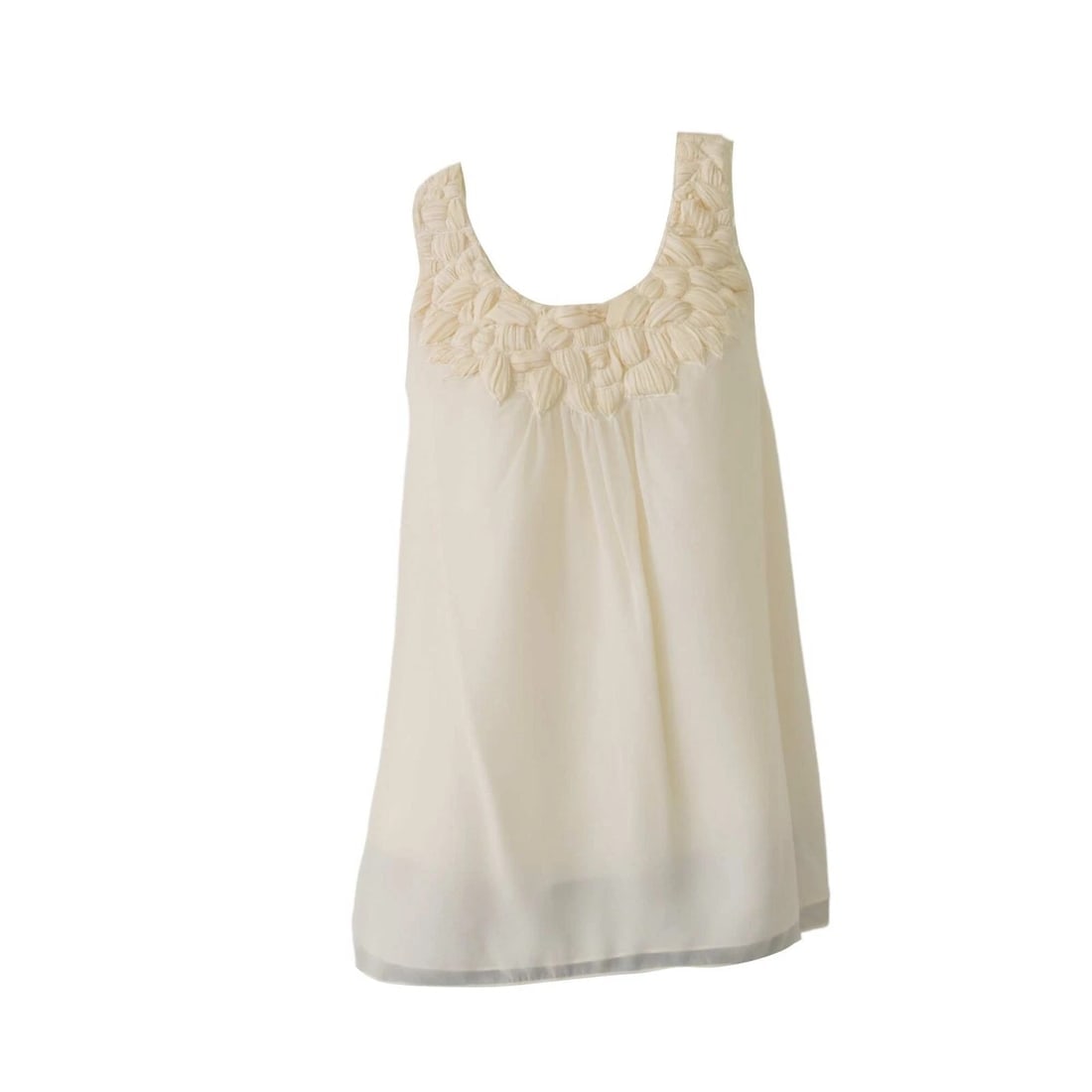 Tibi Cream Draped bib Racer back Sleeveless 100% Silk Tunic Top - Size 4 - 7