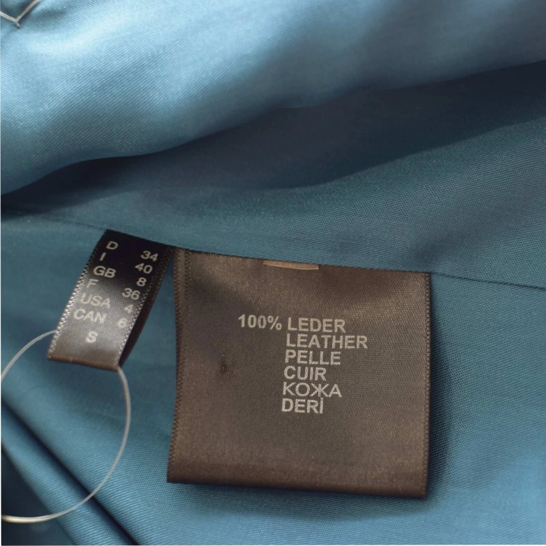 Jo Peters Teal Color Leather Long Sleeves Snap Button Short Jacket size S - 3