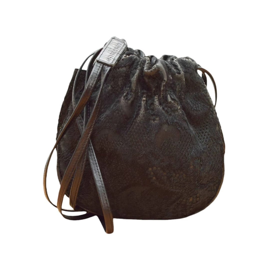 Longchamp Black Calf Hair & Leather Drawstring Small Pouch Bag Crossbody Shoulde: Title:Longchamp Black Calf Hair & Leather Drawstring Small Pouch Bag Crossbody ShouldeDescription:Longchamp Black Calf Hair & Leather Drawstring Small Pouch Bag Crossbody Shoulder And here's a chic