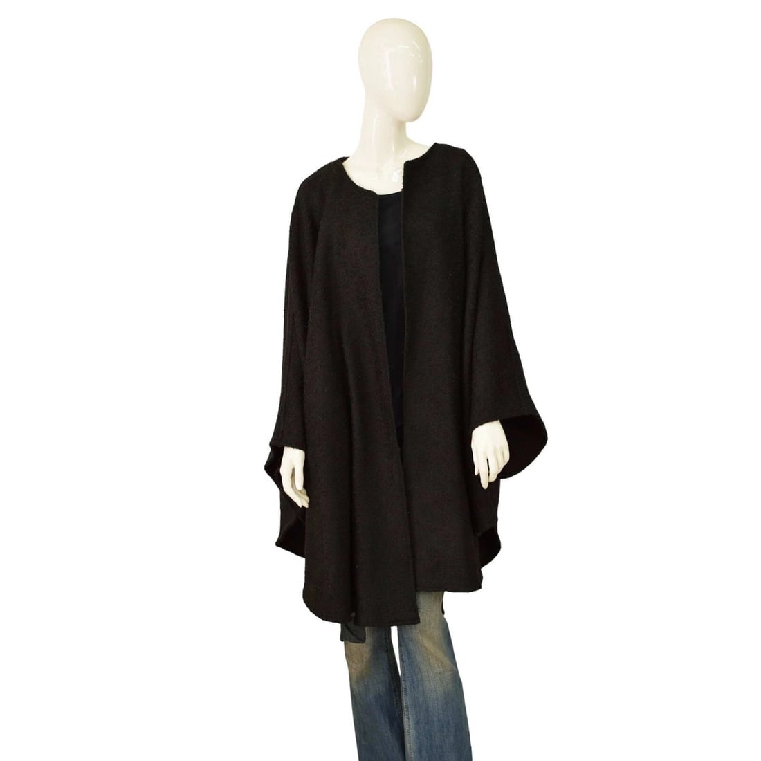 Murek fashion Black One Size Relaxed Cape Cardi Cardigan (1 of 5)
