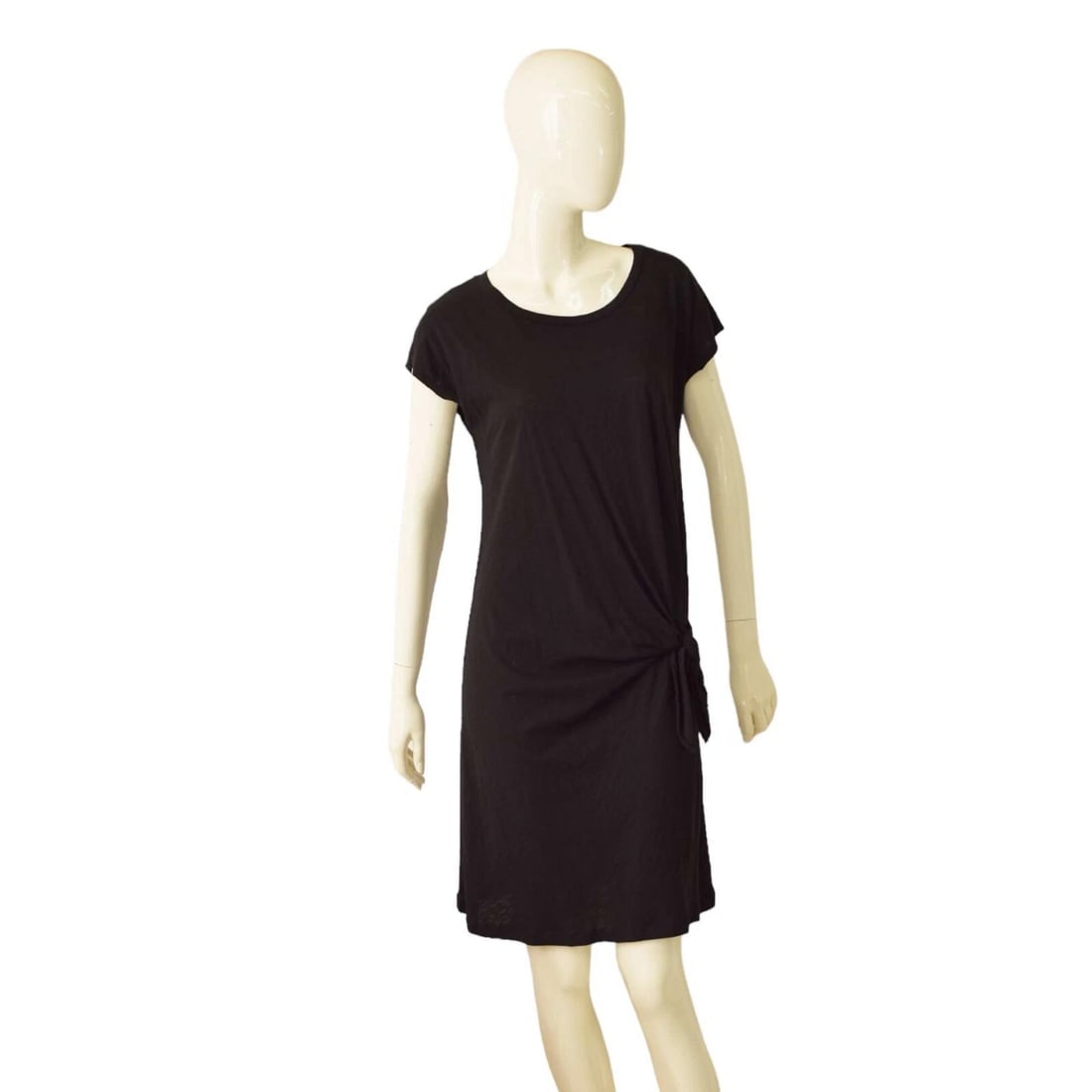 Velvet by Graham & Spencer Black Cotton Tie Knot Mini Dress size M (1 of 5)