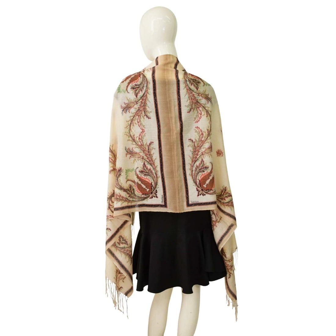 Roberto Cavalli Off White & Floral Long Rectangle Scarf Foulard Wrap Echarpe - 7