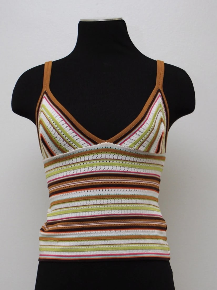MISSONI MADE IN ITALY BRA TOP TANK TOP SHIRT SUPER SEXY COLORFUL 42 STRIPES: Title: MISSONI MADE IN ITALY BRA TOP TANK TOP SHIRT SUPER SEXY COLORFUL 42 STRIPES Provenance/Additional Info: Fine Jewelry, Arts & Antiques Purveyors and Purchasers of Antique and Estate PiecesN-GT 1