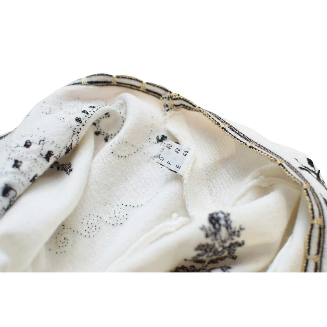 Roberto Cavalli Class Off White & Black Embroidered Beaded Blouse Top sz 46 - 9