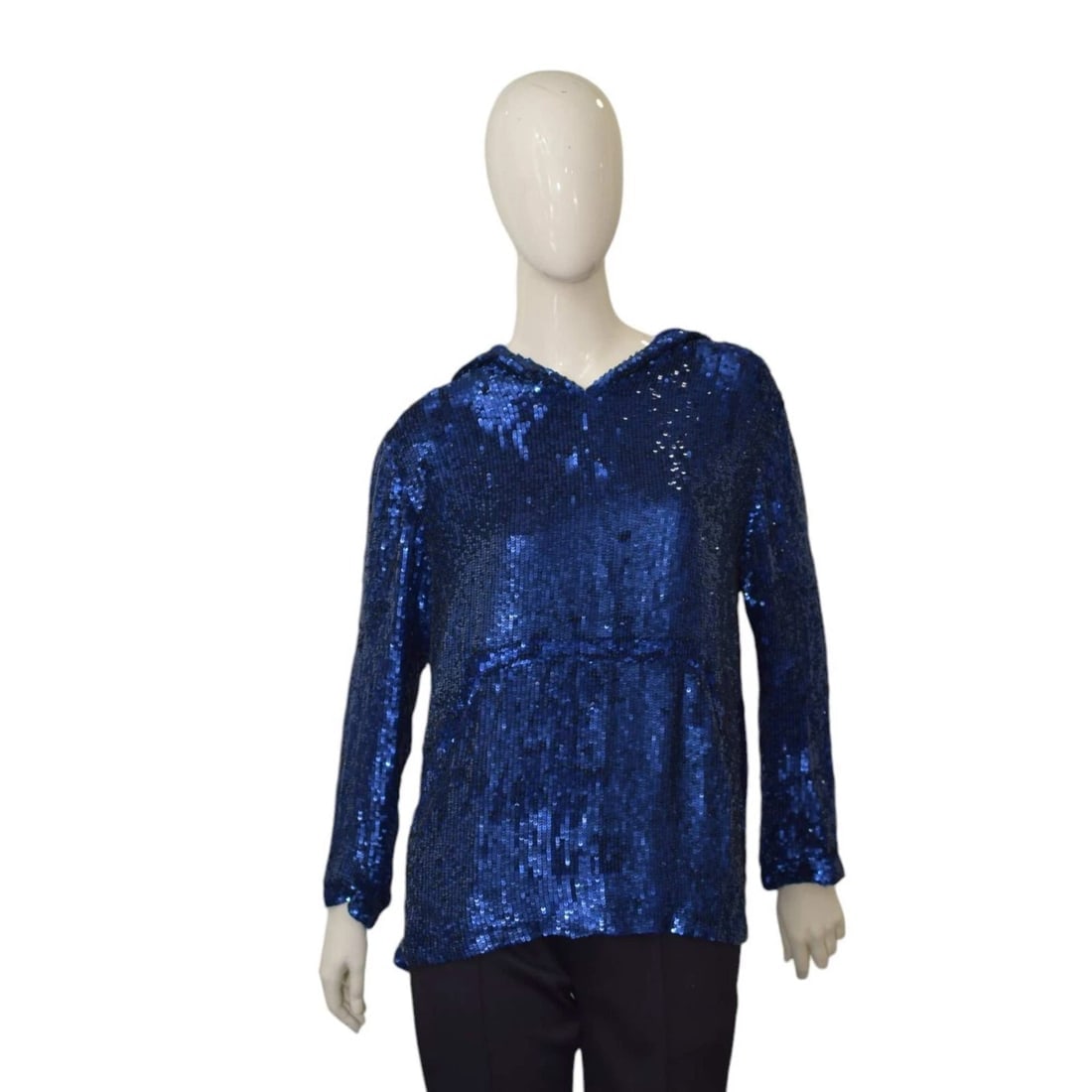 Parosh P.A.R.O.S.H. Fully Sequined Blue Blouse Top w. Hood size S (1 of 7)