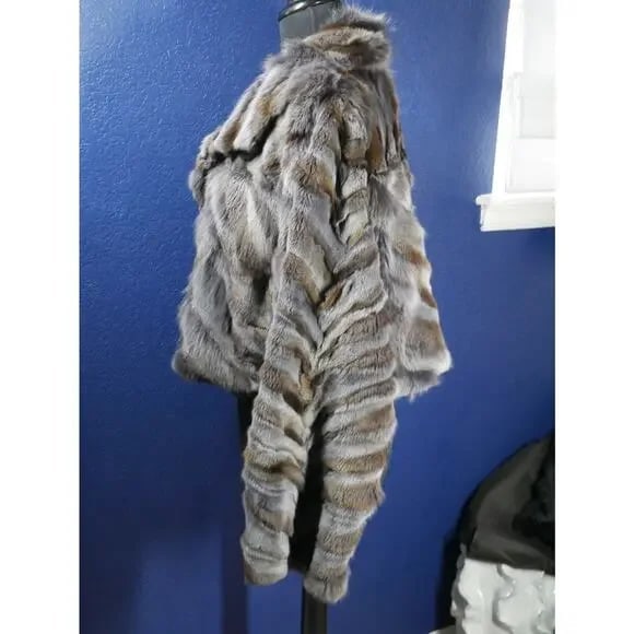 Beautiful BoHo Purple Fox paw Fur reversible Coat Jacket Burning Man - 3